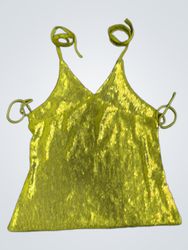 Upcycled Yellow sequined halter top