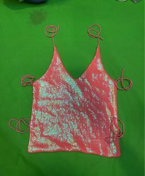 Upcycled Pink Sequin Cami Top