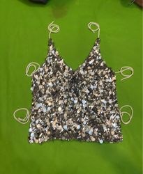 Upcycling Pailletten Cami Top mit Bändern