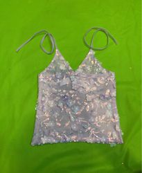 Upcycled Sheer floral embellished camisole
