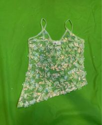 Upcycled Sheer Floral Sequin Cami Top