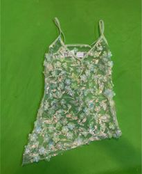 Upcycled Sheer floral embellished camisole