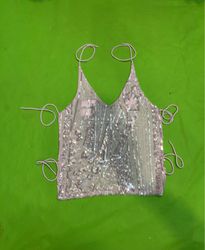 Upcycled Sequin Halter Top