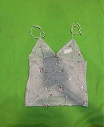Upcycled Sheer Mesh Cami Top with Sequins