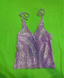 Upcycled Purple Sequin Mesh Tank Top