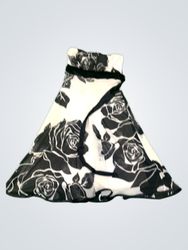 Jane Norman Black and White Rose Print Strapless D..