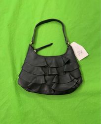 Liz Claiborne Black Ruffle Shoulder Bag