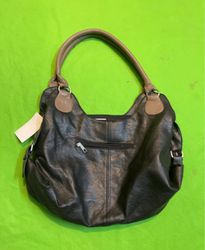 Black shoulder bag with brown handles