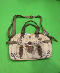 LeontineHagoort Bolsa de Ombro Bordada Tan