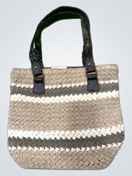 Striped Woven Tote Bag