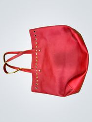 Red tote bag with yellow trim