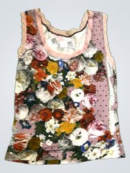 Floral print tank top with lace trim
