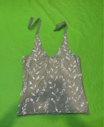 Upcycled Green sequined halter top