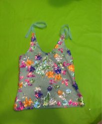Upcycled transparente Blumen-Pailletten-Camisole