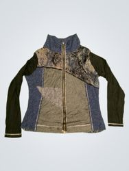 MESSCALINO Women's Patchwork Zip-Up Jacket