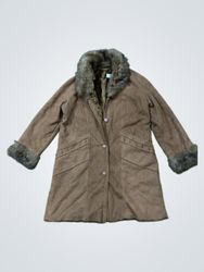 Brown Faux Fur Trimmed Coat