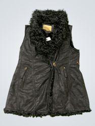 STARIT by ST.L Black Faux Leather Fur Trim Vest