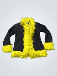 The Ragged Priest Black and Yellow Faux Fur Trim J..