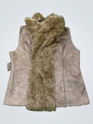 Dash by Kardashian Women's Faux Suede Fur Trim Ves..