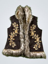 INC International Concepts Faux Fur Trimmed Vest