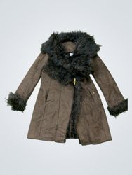 Brown Faux Fur Trimmed Coat