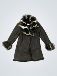 Black Coat with Fur Trim