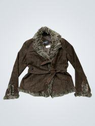 Fascinate Collection Brown Suede & Fur Trimmed Jac..
