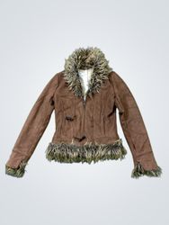 Brown Faux Fur Trimmed Jacket