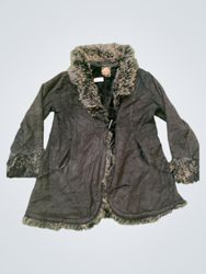 Just Design Women's Faux Fur Trimmed Coat