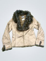 Wallis Faux Suede Fur Collar Jacket