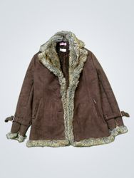Fionella Brown Faux Fur Lined Suede Jacket