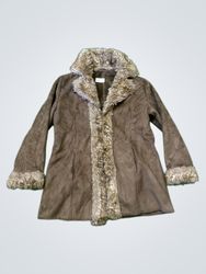 Brown Faux Fur Trimmed Coat