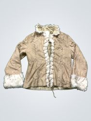 YAZZ Women's Faux Suede & Fur Trimmed Jacket