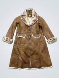 Wilsons Leather Brown Suede and Fur Trimmed Coat