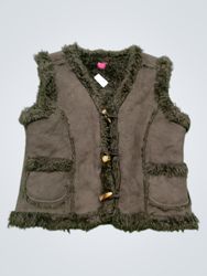 Brown Faux Fur Trimmed Vest