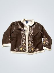 Casual & Co. Embroidered Faux Suede Sherpa Lined J..