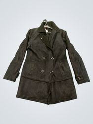 CAMAI\]EU Double Breasted Faux Suede Coat with She..
