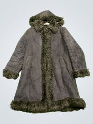 JELFS Women's Hooded Faux Fur Trimmed Coat