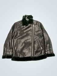 K.Zell Black Faux Fur Lined Aviator Jacket