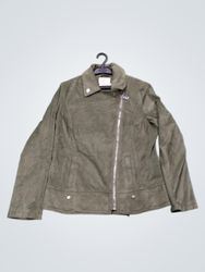 Janaima Fashion Olive Green Suede Moto Jacket