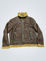 Brown Faux Fur Lined Aviator Jacket