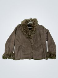 Brown faux fur trimmed jacket