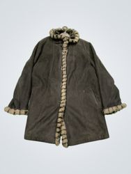 JONES NEW YORK Faux Fur Trimmed Coat