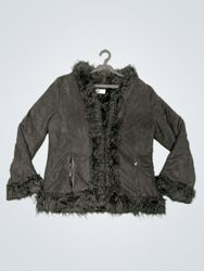 DAMO DONNA Black Faux Fur Trimmed Jacket