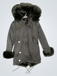 Momomokong Black Fur Hooded Parka