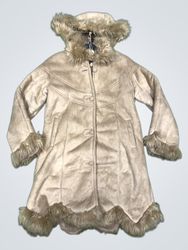 Barek Women's Faux Suede Fur Trimmed Hooded Coat