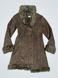 Brown Faux Fur Trimmed Coat