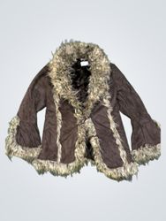 Brown Faux Fur Trimmed Jacket