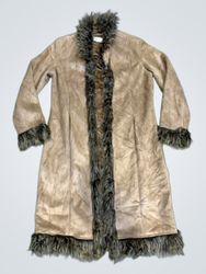 Brown Faux Fur Trimmed Coat