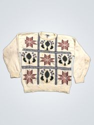 Alfred Dunner Cream Geometric Pattern Sweater